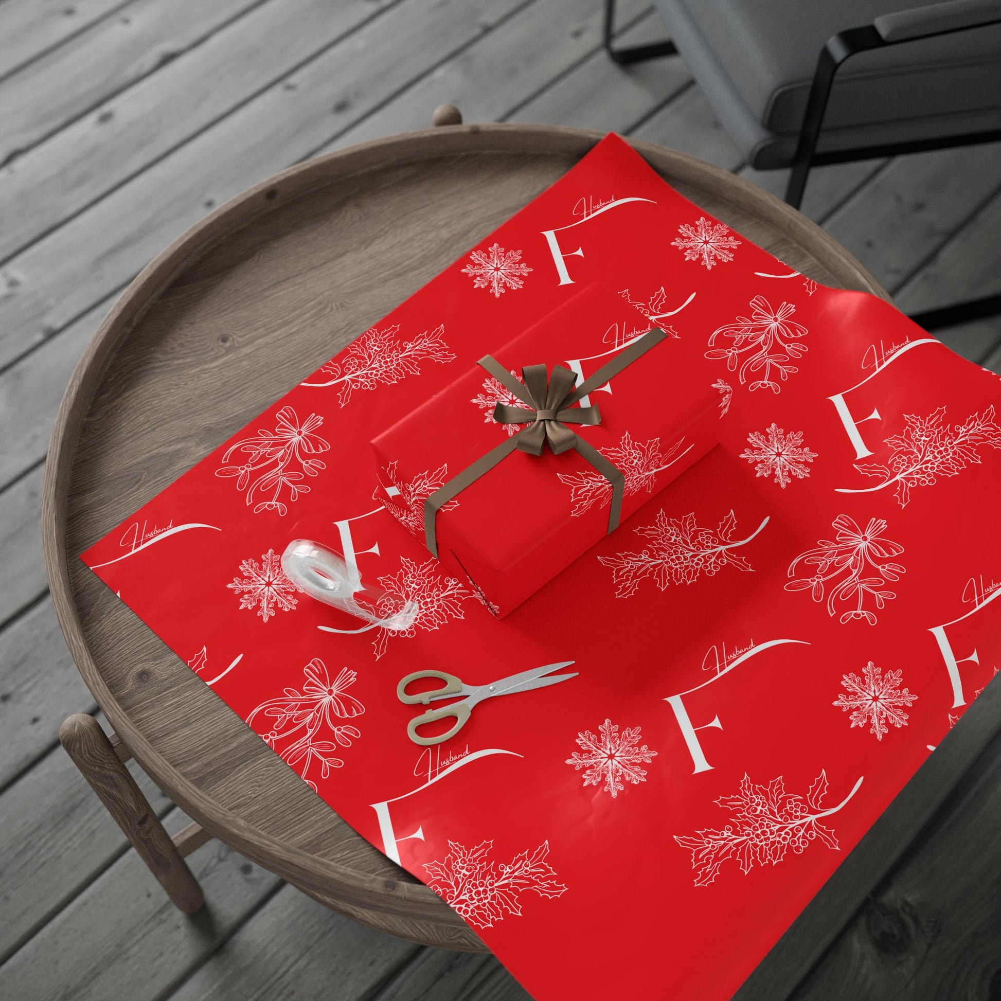 Future Husband Festive Wrapping Paper - Holiday Gift Wrap, Christmas Wrap, Celebration Paper, Seasonal Decorations, Red Floral Design