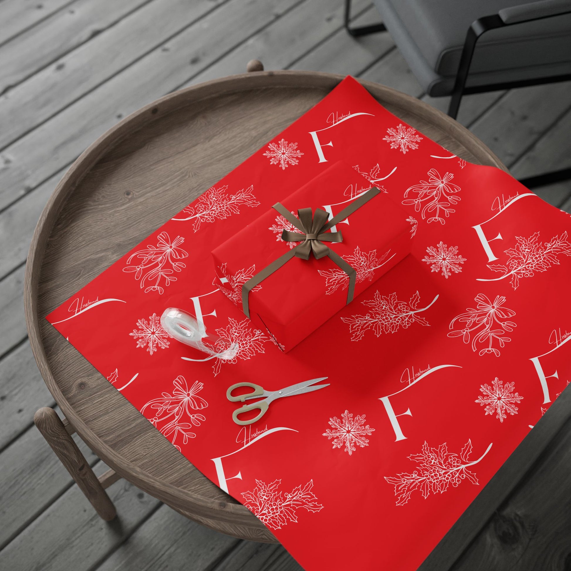 Future Husband Festive Wrapping Paper - Holiday Gift Wrap, Christmas Wrap, Celebration Paper, Seasonal Decorations, Red Floral Design