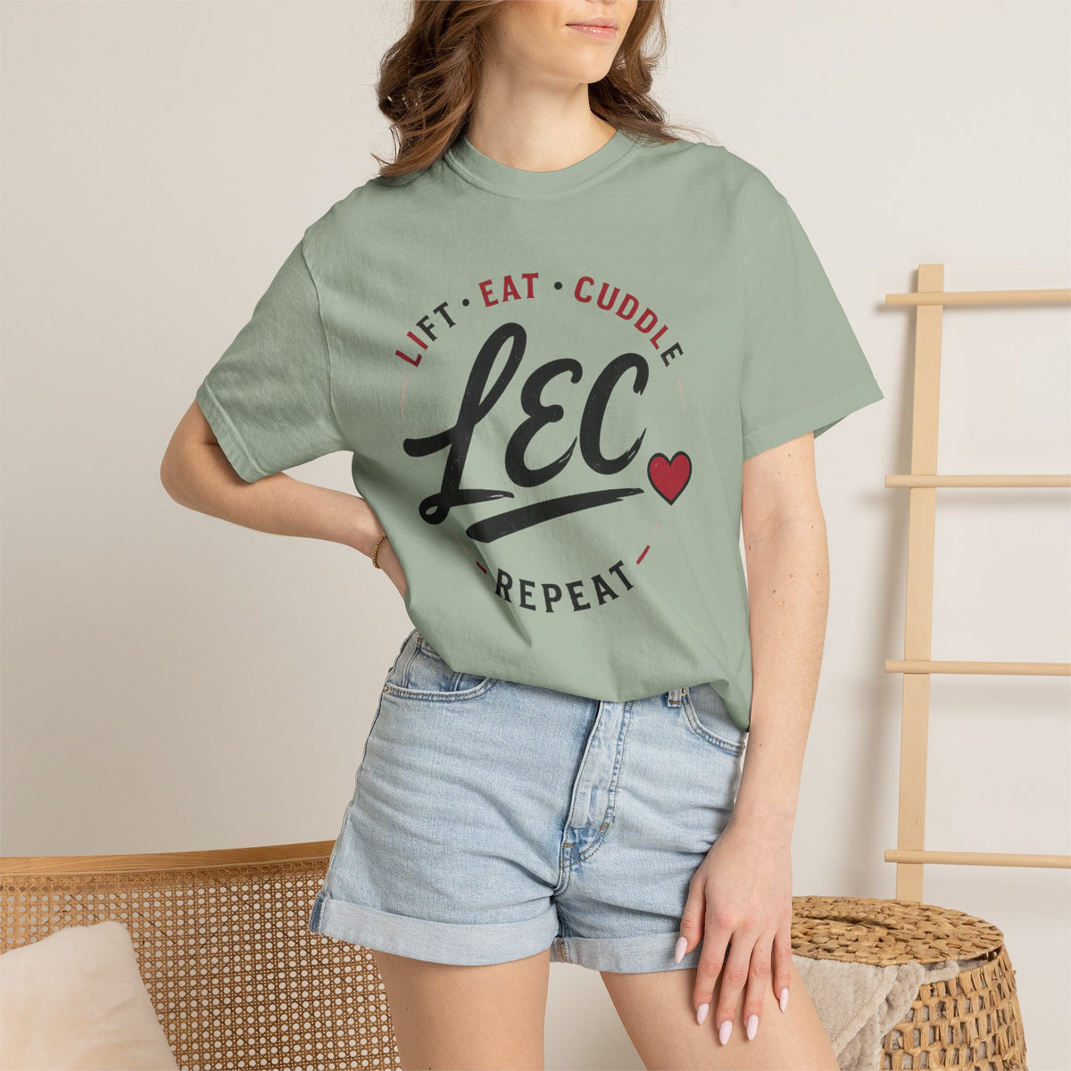 LEC, Lift ,Eat , Cuddle , Repeat Graphic Tee ,Comfort Colors® 1717