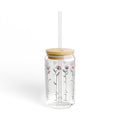 Floral 16oz Sipper Glass with Bamboo Lid - Elegant Drinkware for Home Decor and Gifts