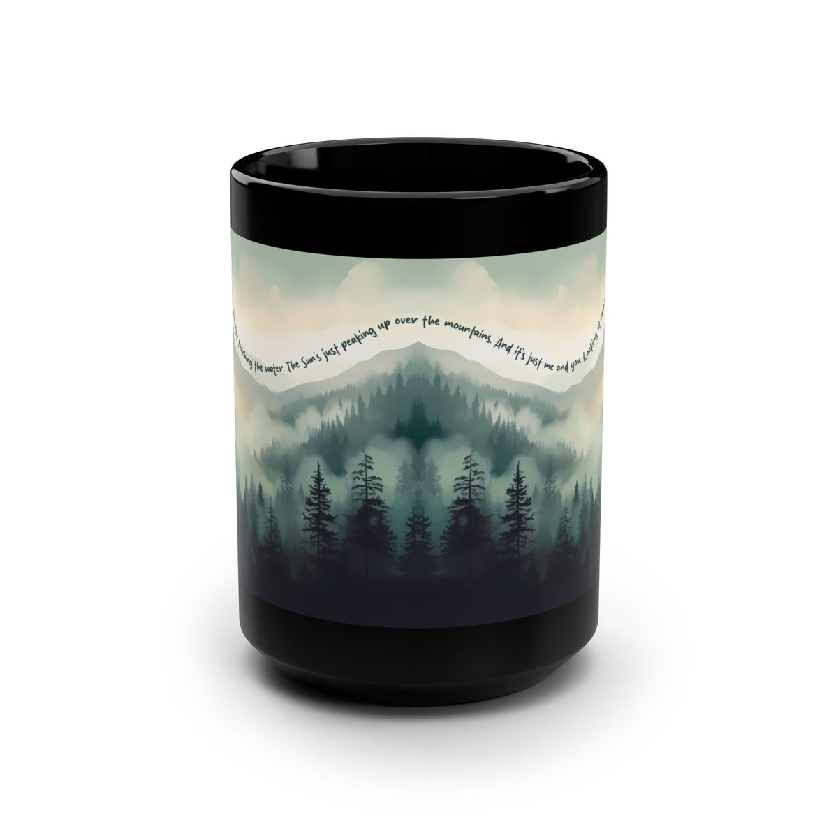 Inspirational Nature Black Mug - 15oz with Mountain Design