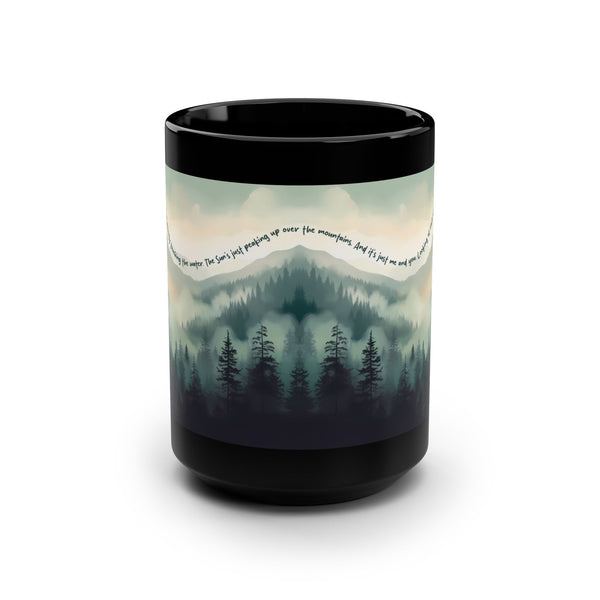 Inspirational Nature Black Mug - 15oz with Mountain Design