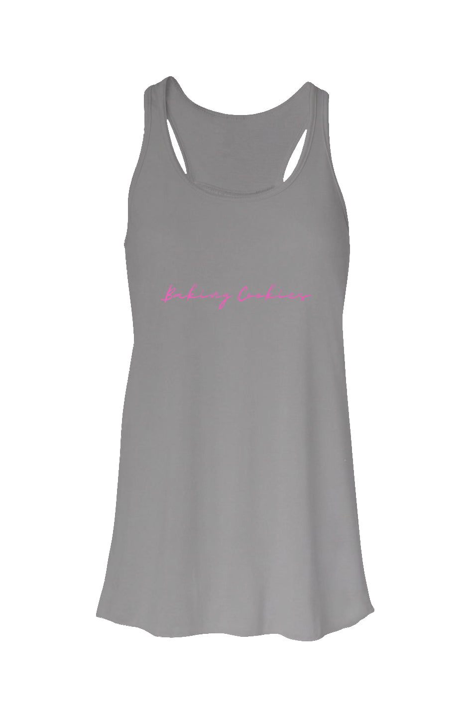 Baking Cookies Flowy Racerback Tank Pink Text