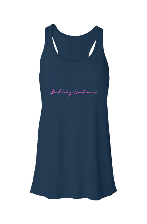 Baking Cookies Flowy Racerback Tank Pink Text