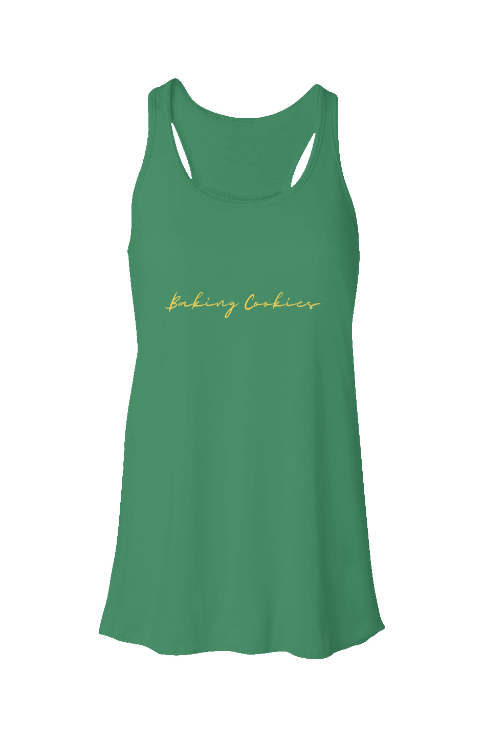 Baking Cookies Flowy Racerback Tank Yellow Text