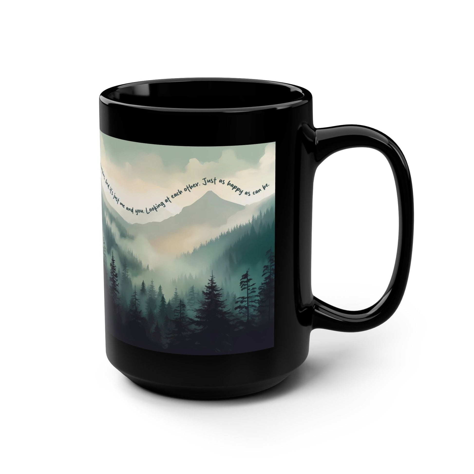 Inspirational Nature Black Mug - 15oz with Mountain Design
